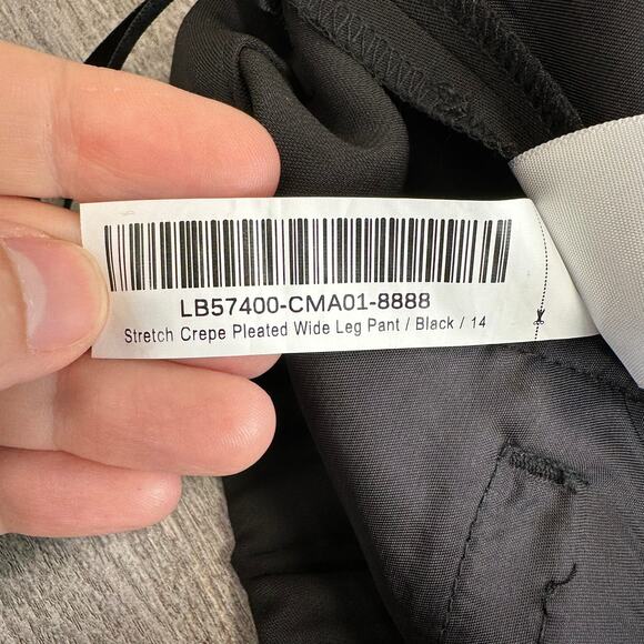 NWOT Quince Stretch Crepe Pleated Wide Leg Pants Black 14 - Picture 9 of 14